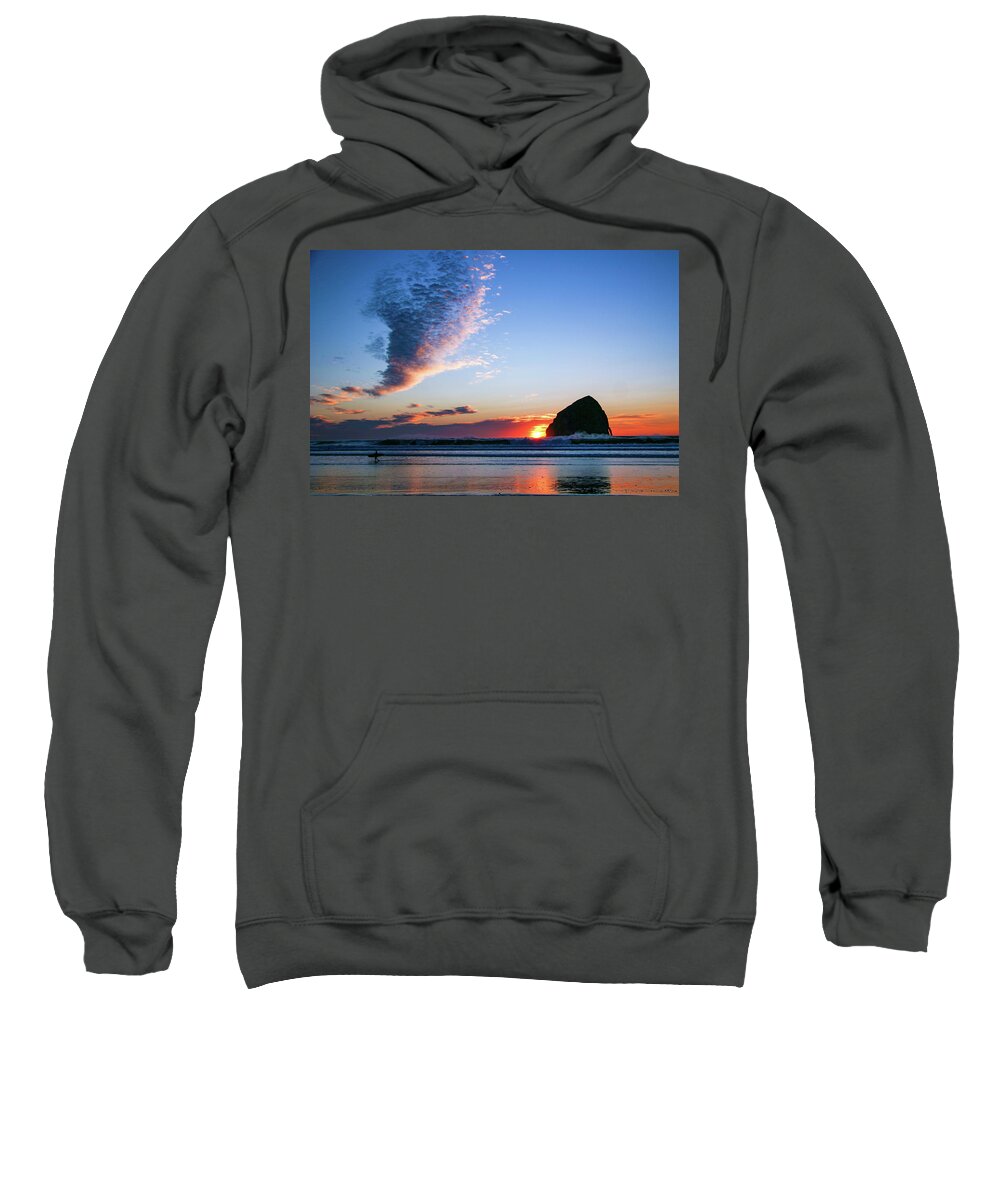 Pacific Northwest Sweatshirt featuring the photograph Sunset Surfer by Leslie Struxness