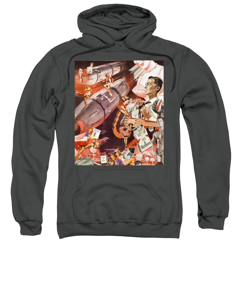 Collage Sweatshirt featuring the mixed media Supersizing by Sally Edelstein