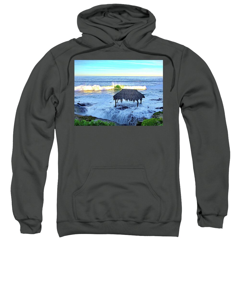Windansea Sweatshirt featuring the photograph Surf Shack at Windansea Liquid Carpet by Russ Harris