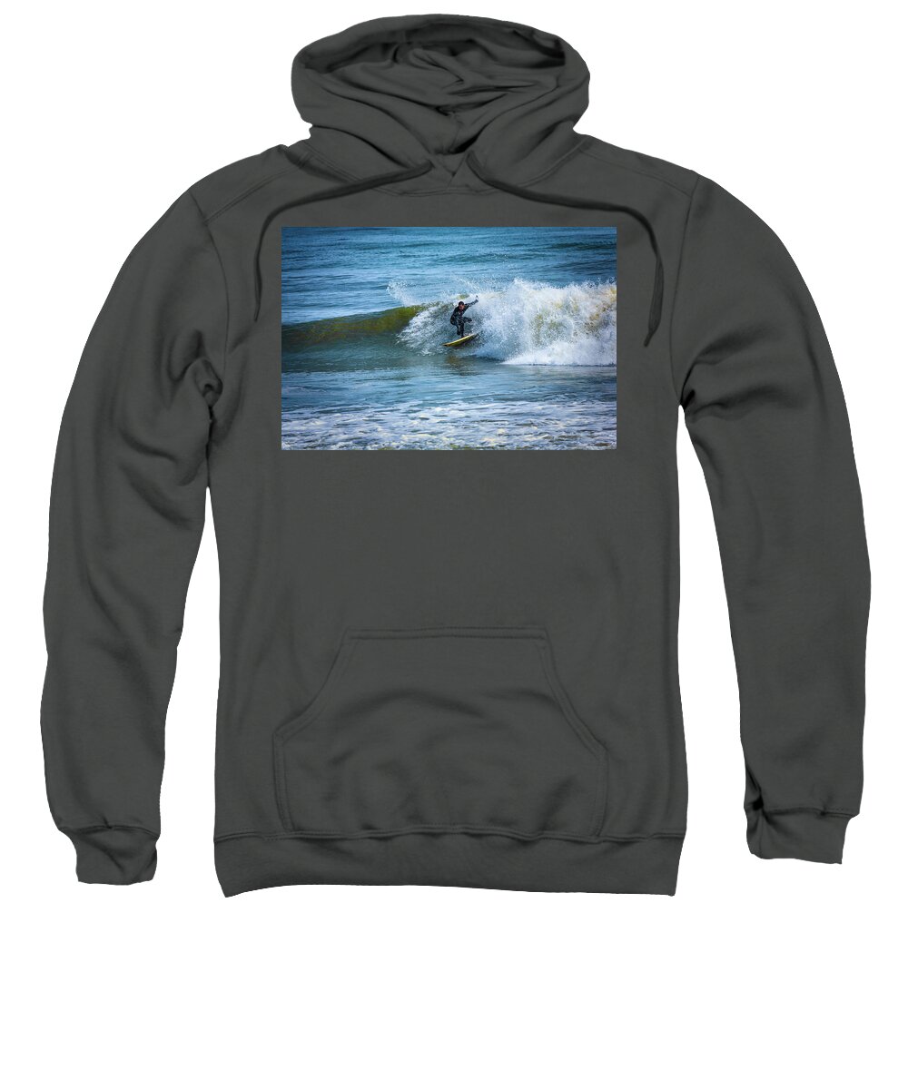 North Carolina Sweatshirt featuring the photograph Surfing the Outer Banks by Dan Carmichael