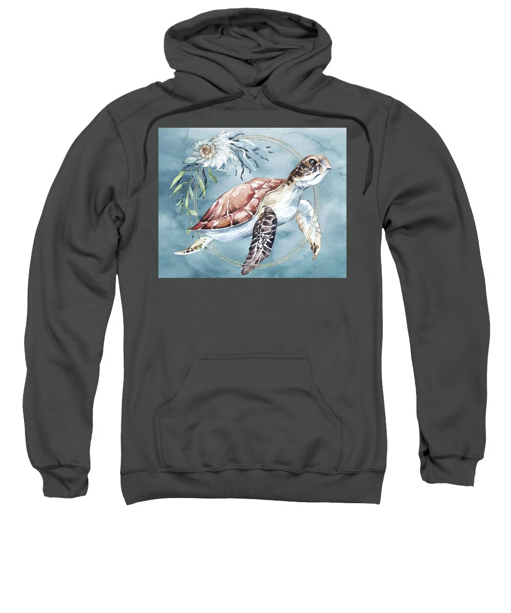 Take Your Time Sweatshirt featuring the painting Take Your Time - Turtle Art by Jordan Blackstone