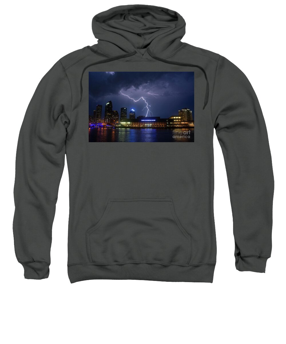 Tampa Sweatshirt featuring the photograph Tampa Bay Lightning by Quinn Sedam