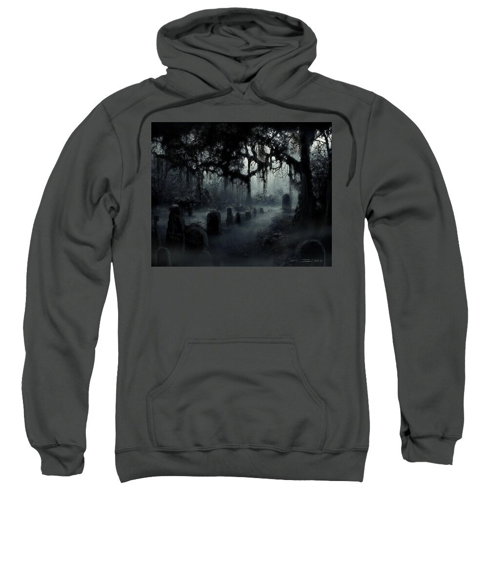 Horror Sweatshirt featuring the painting The Abandoned Cemetery Number 1 by James Hill