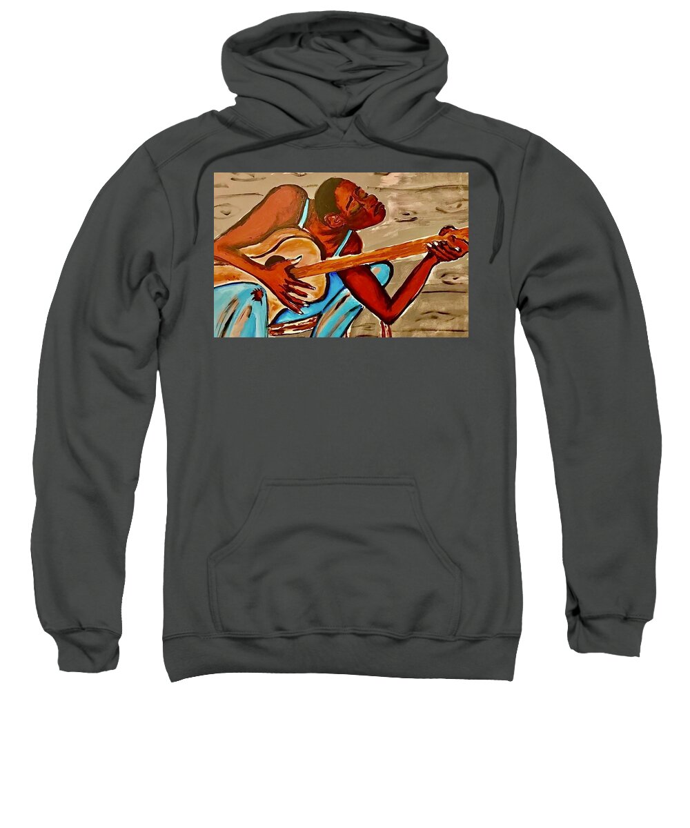  Sweatshirt featuring the painting The Blues by Angie ONeal