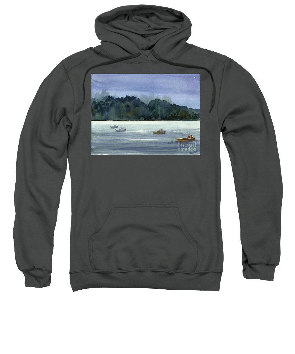 Boats Sweatshirt featuring the painting The boat ride by Asha Sudhaker Shenoy