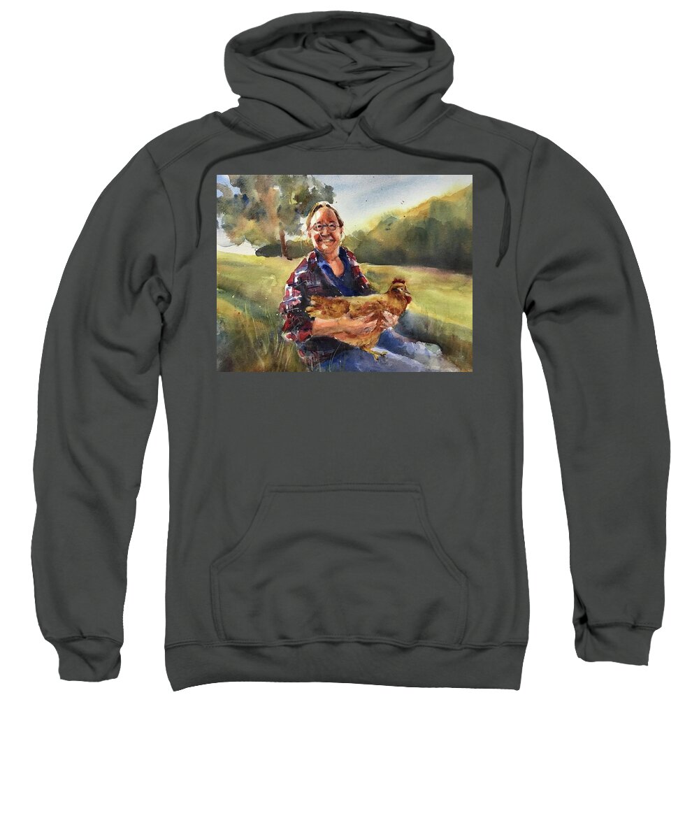 Painting Sweatshirt featuring the painting The Chicken Whisperer by Judith Levins