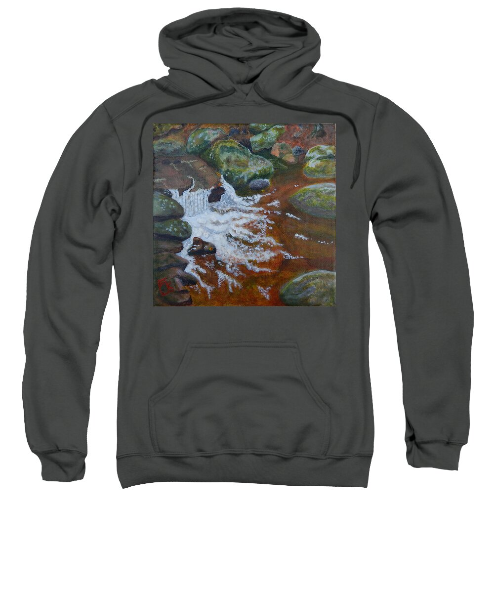 Mountain Stream Sweatshirt featuring the painting The Cool Pool by Mike Kling