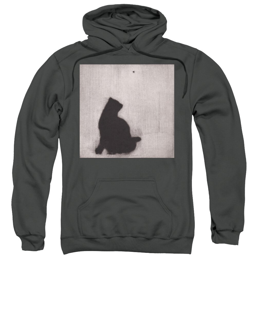 Cat Sweatshirt featuring the drawing The Entomologist - etching by David Ladmore