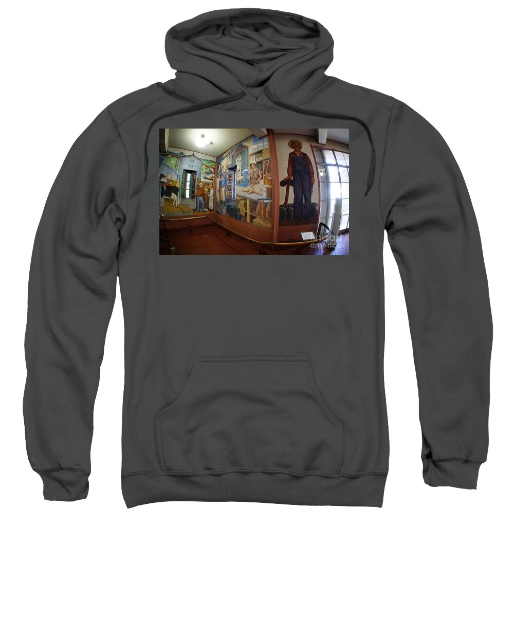 Coit Tower Murals Sweatshirt featuring the photograph The Farmer and Others by Tony Lee