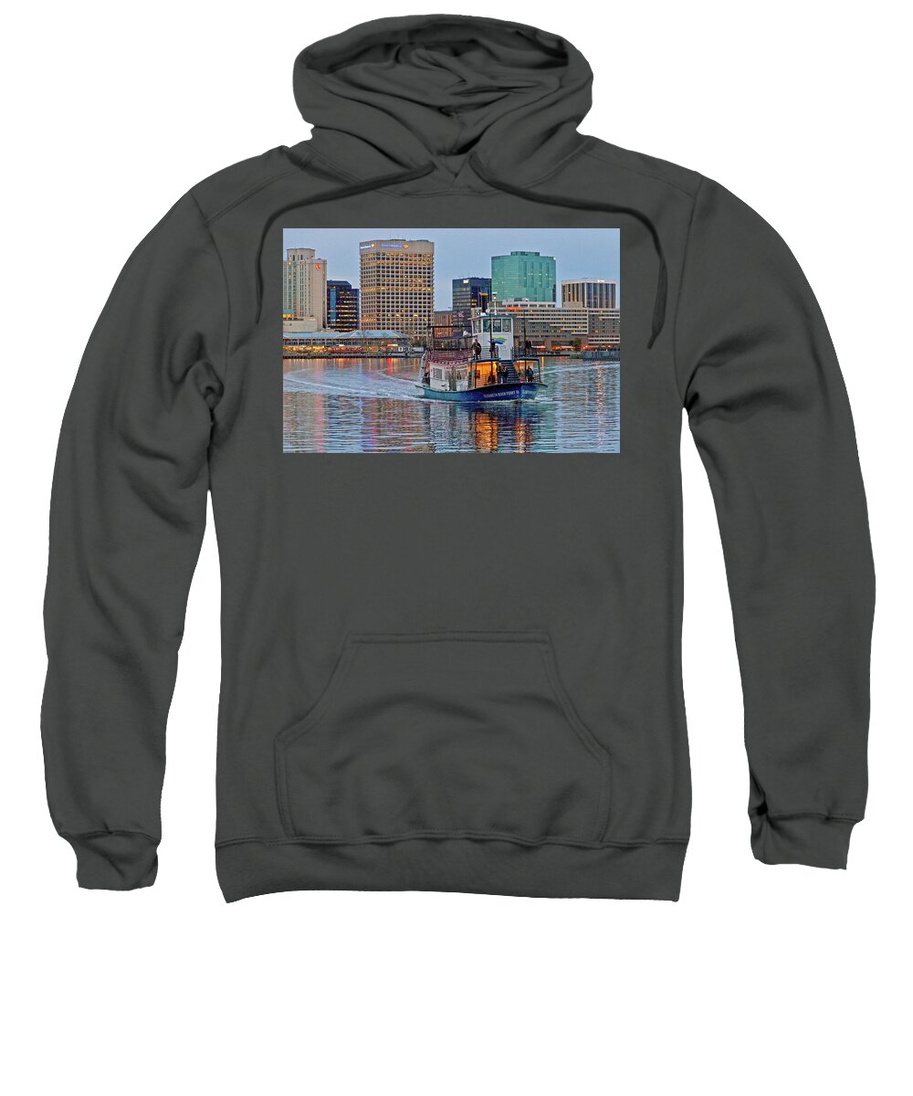 Elizabeth River Sweatshirt featuring the photograph The Ferry to Portsmouth by Jerry Gammon
