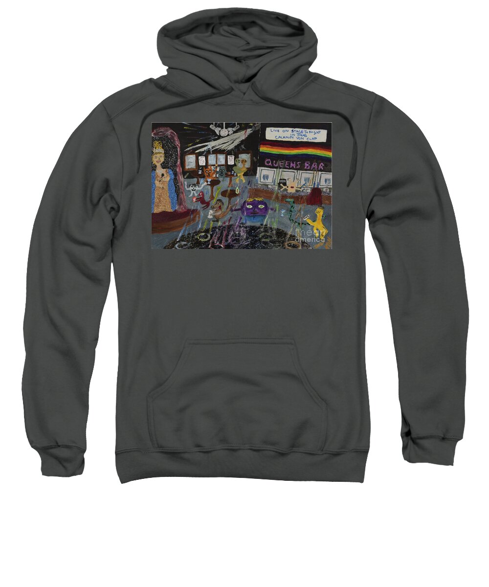 Lgbtq Sweatshirt featuring the painting The Gay scene is not what it once was by David Westwood