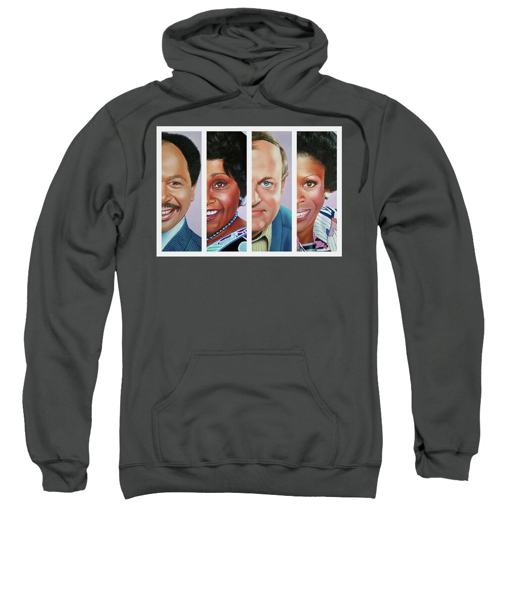 Tv Sitcom Sweatshirt featuring the painting The Jeffersons by Vic Ritchey