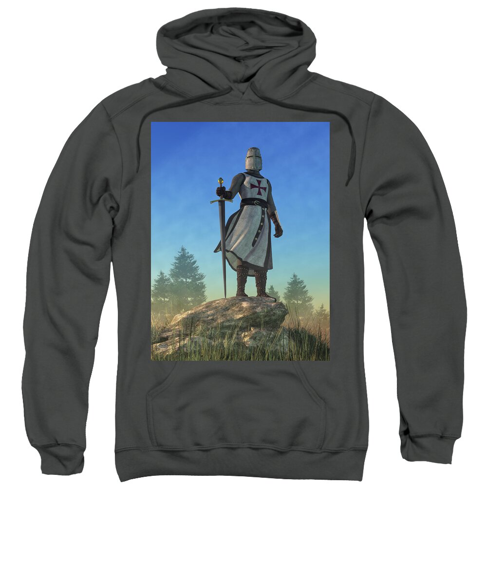 Knight Sweatshirt featuring the digital art The Knight Templar by Daniel Eskridge
