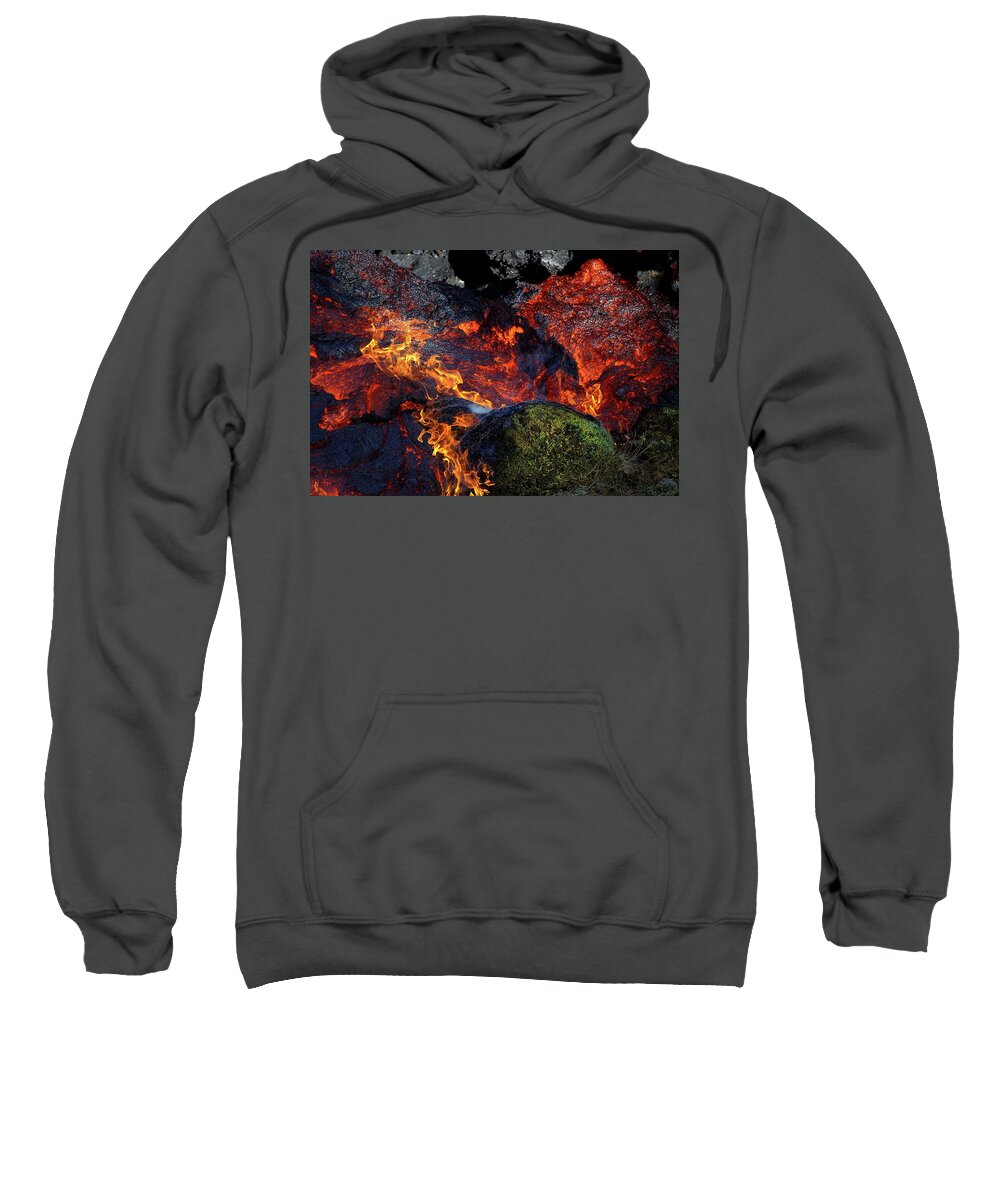 Volcano Sweatshirt featuring the photograph The moss and the flame by Christopher Mathews