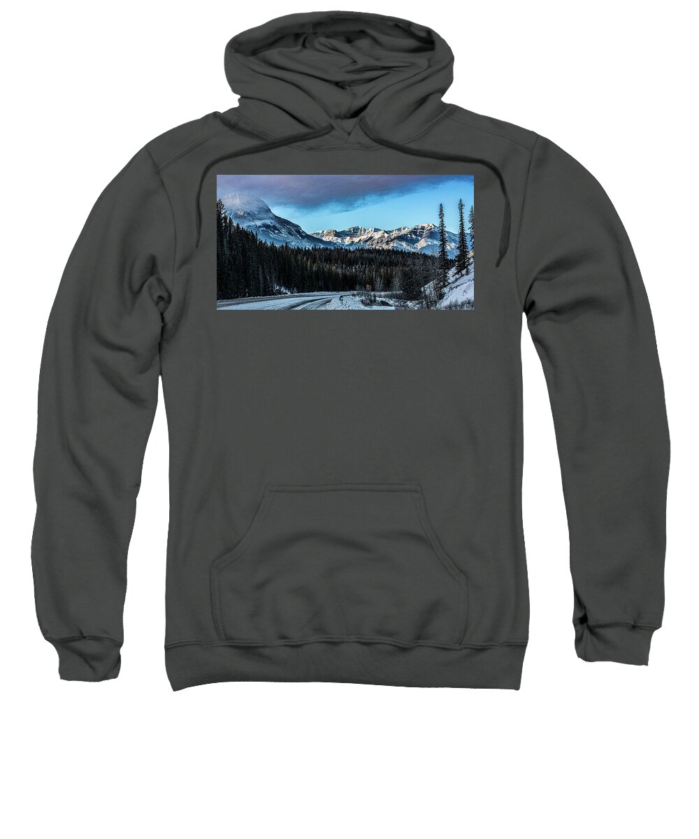  Sweatshirt featuring the digital art The mountains around Barrier Lake by Jerald Blackstock