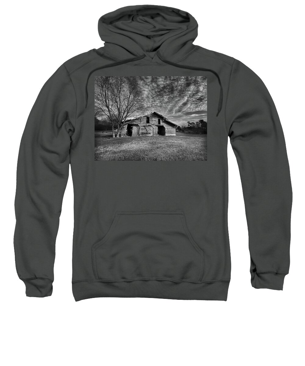 Barn Sweatshirt featuring the pyrography The old barn by Jamie Tyler