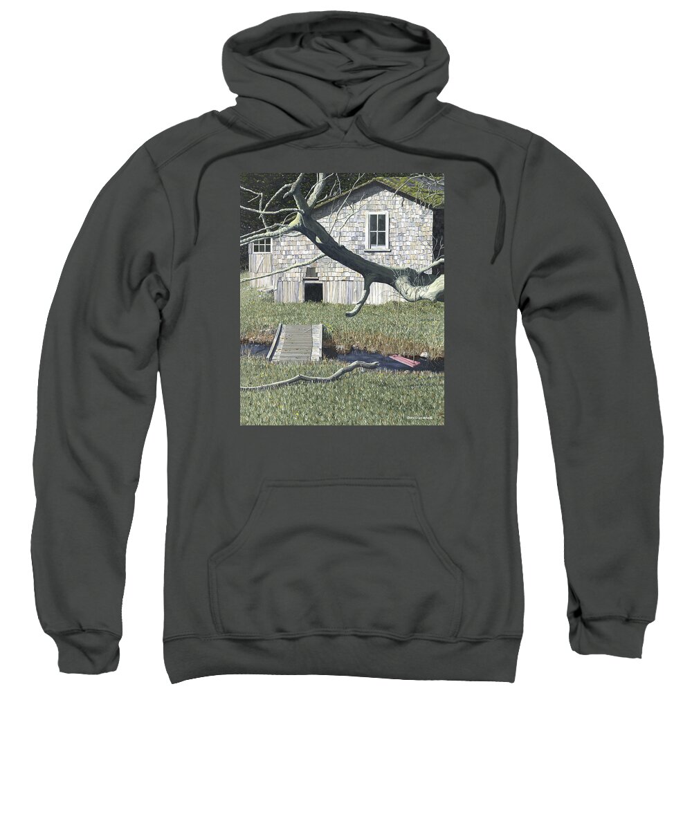 Landscape Sweatshirt featuring the painting The old swing by Gary Giacomelli