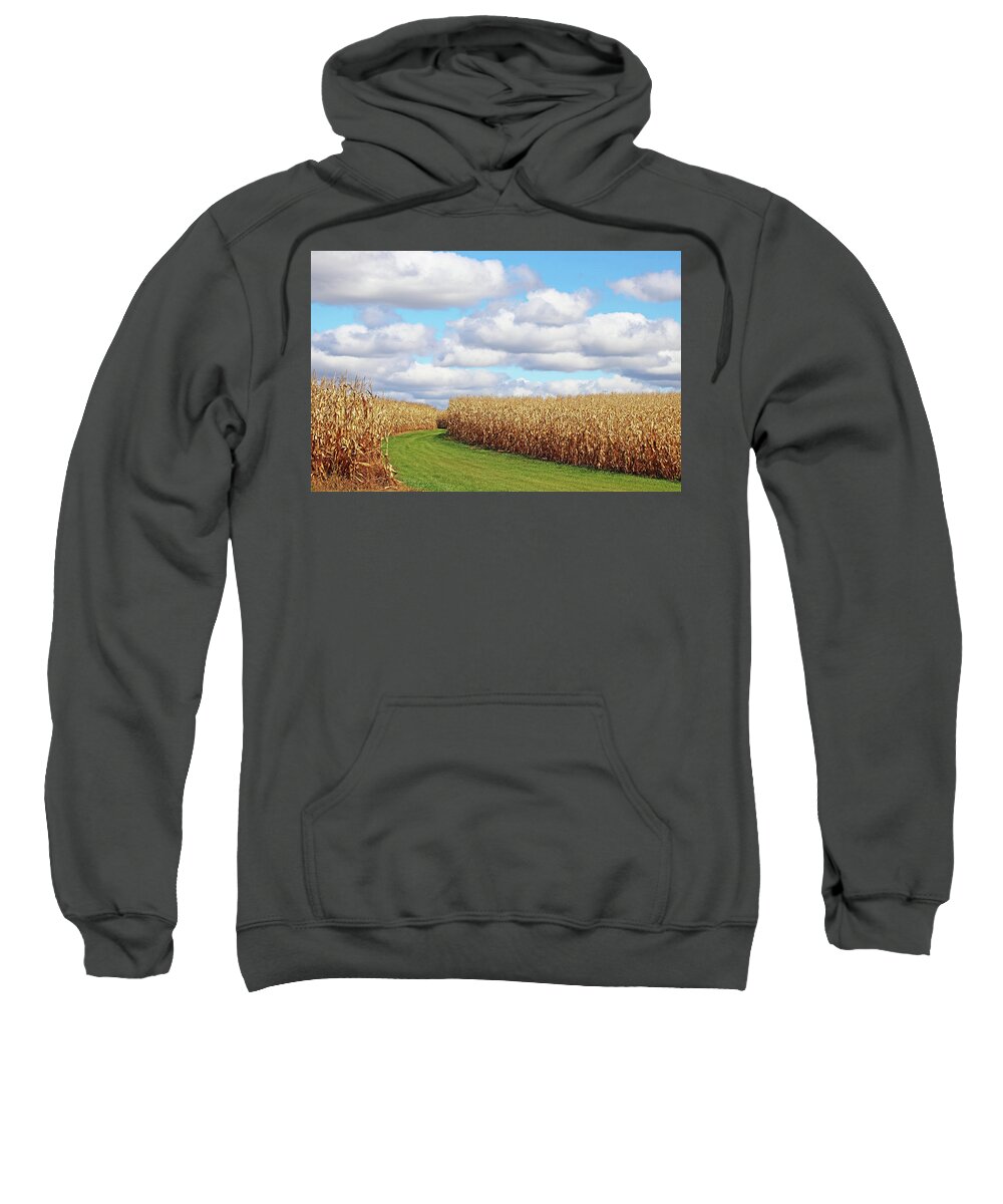 Corn Sweatshirt featuring the photograph The Path Between by Debbie Oppermann