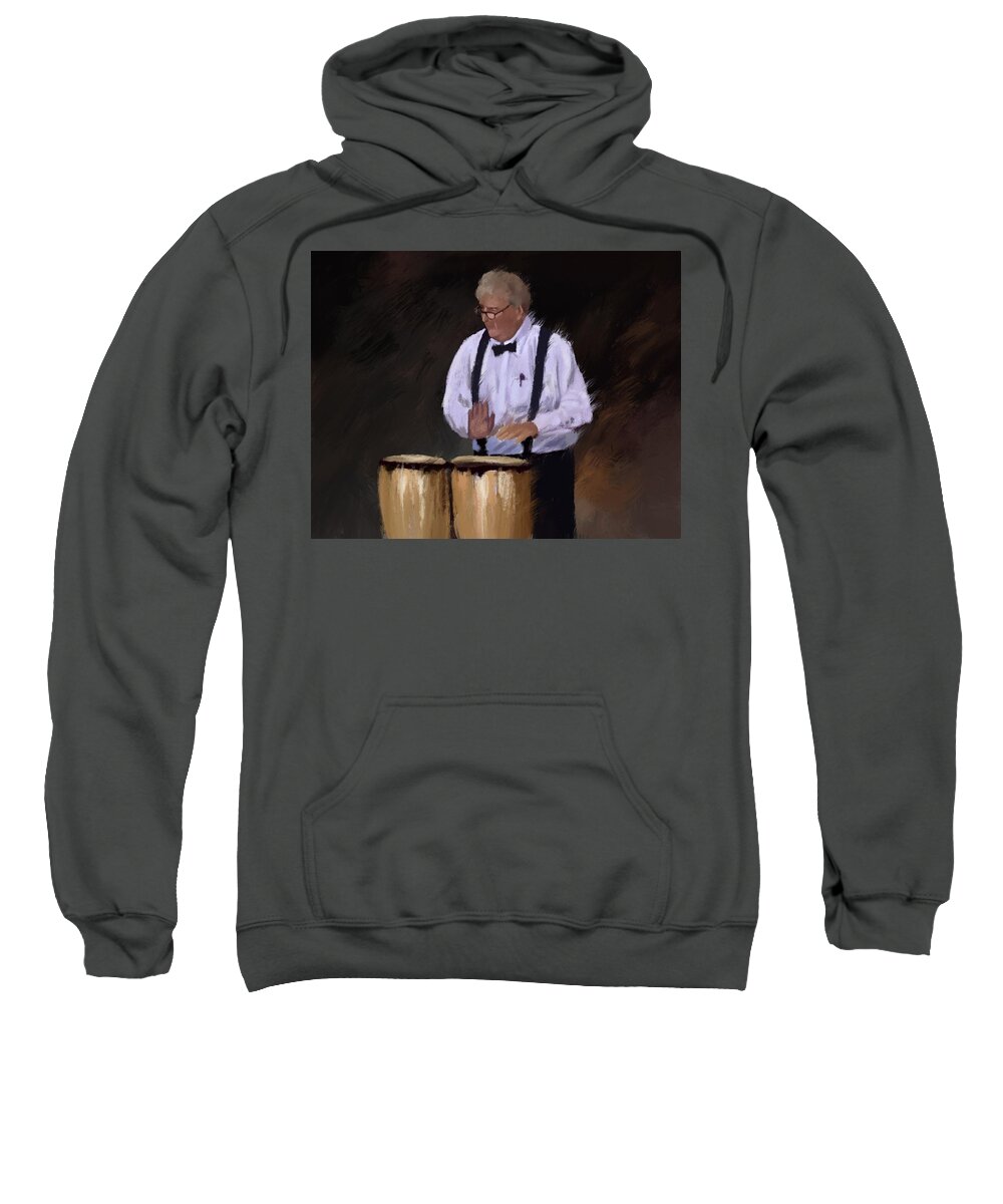 Percussionist Sweatshirt featuring the painting The Percussionist by Larry Whitler