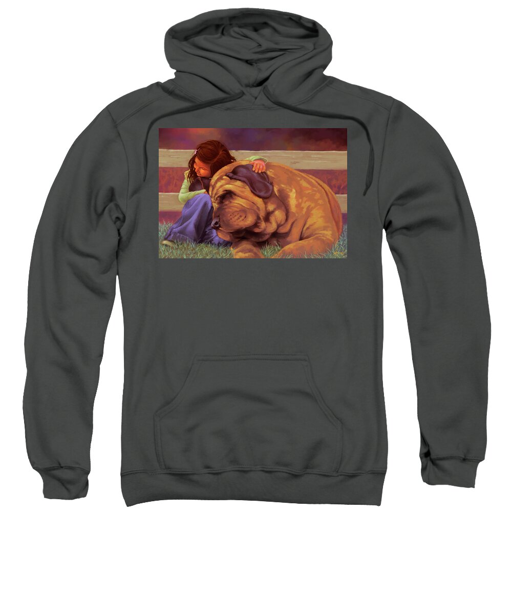 Protector Sweatshirt featuring the painting The protector by Hans Neuhart