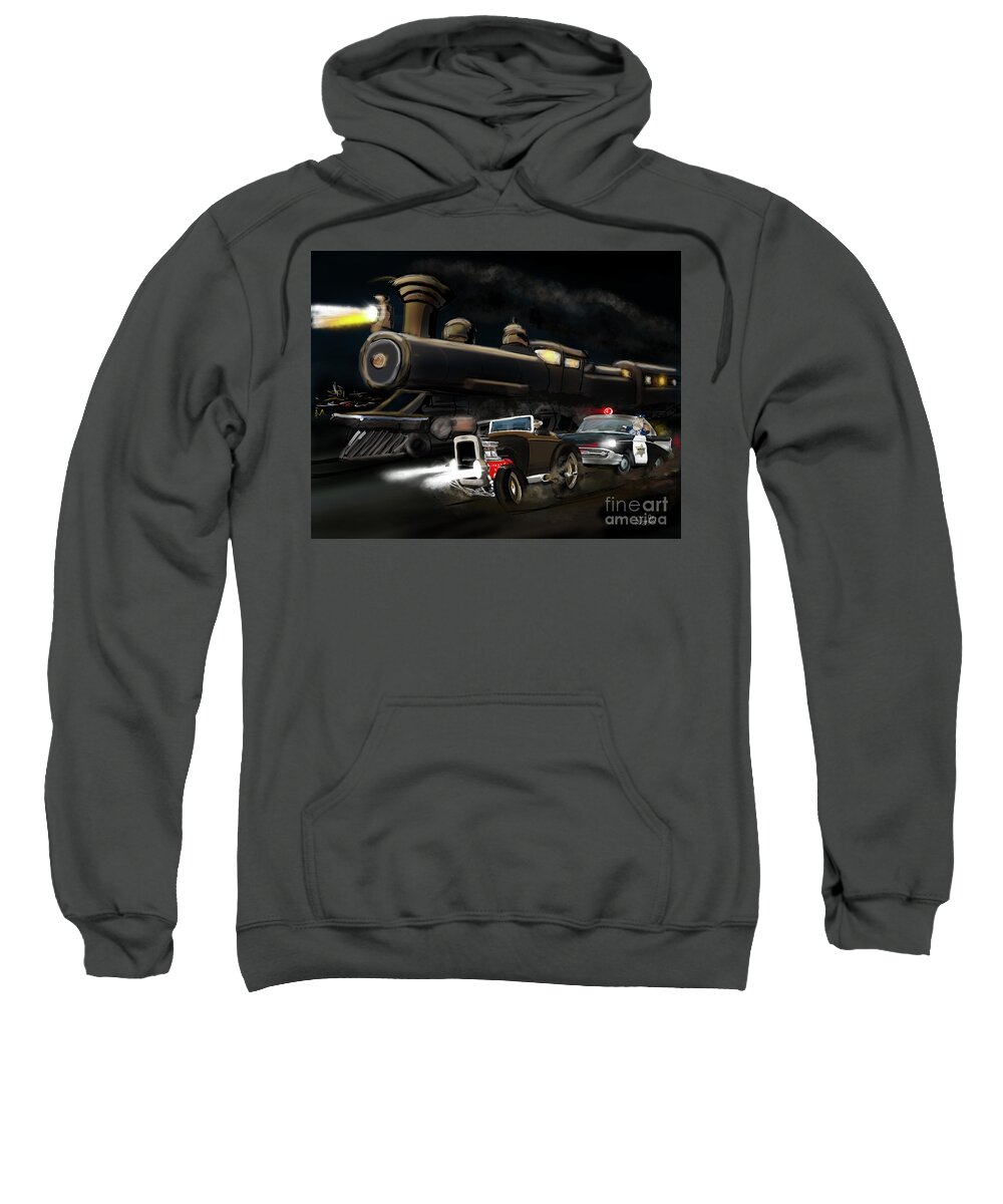 Locomotive Sweatshirt featuring the digital art The Race by Doug Gist