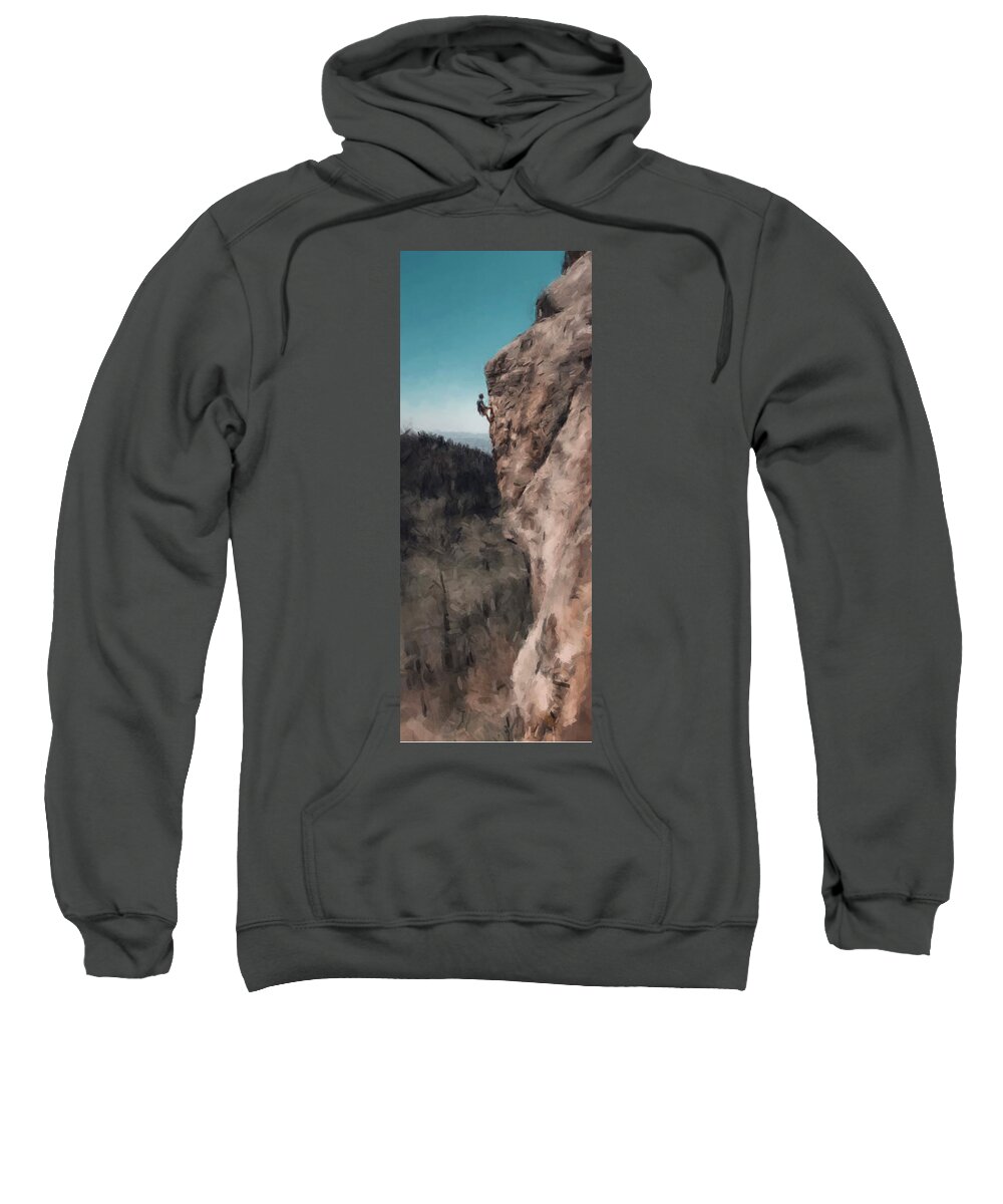 Rock Climbing Sweatshirt featuring the painting The Rock Climber by Gary Arnold