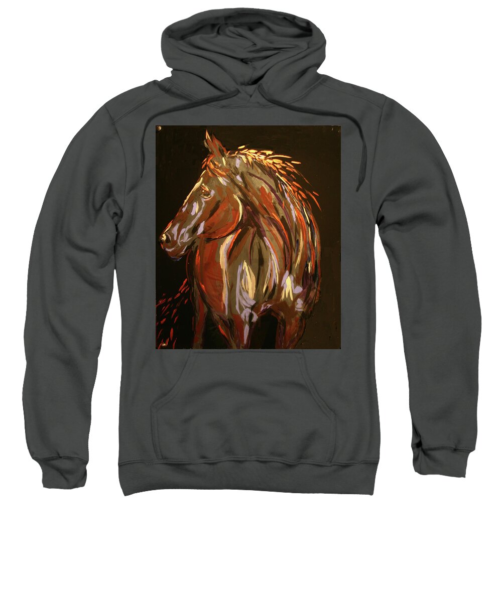 Horse Sweatshirt featuring the painting The Sentenial by Marilyn Quigley