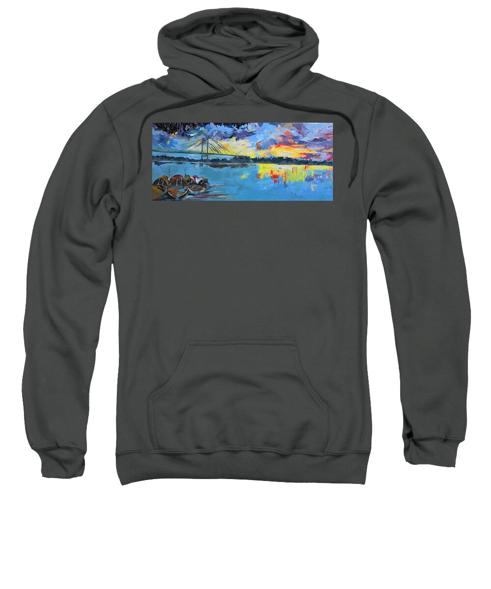 Scenic Sweatshirt featuring the painting The Sky Dawn Day Dusk Prints by Shreya Sen