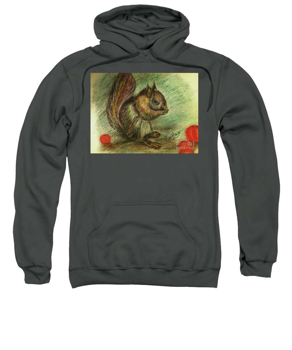 Squirrel Sketches Sweatshirt featuring the painting The Squirrel in Cleveland by Remy Francis