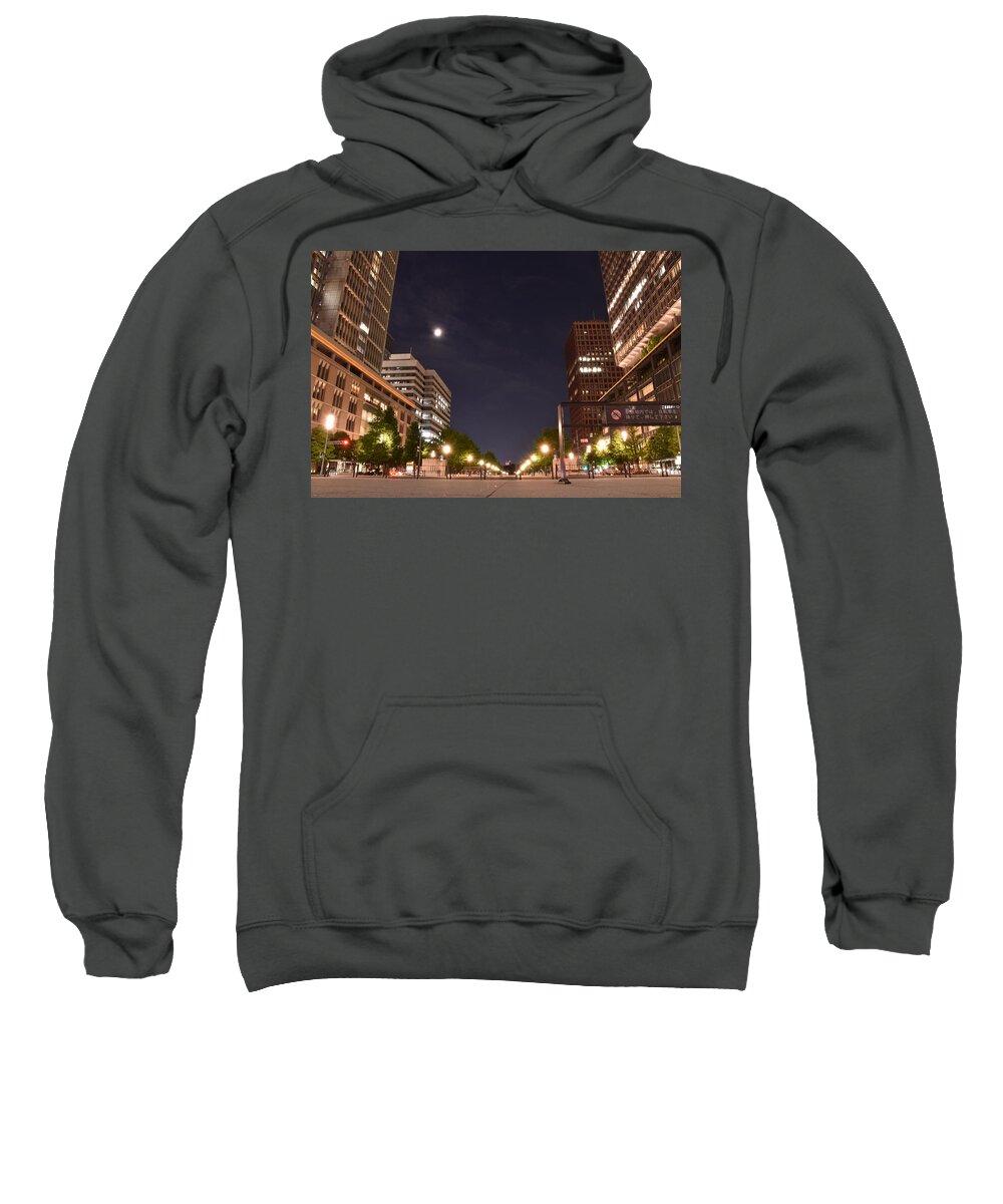 Night Sweatshirt featuring the photograph The street at night in Tokyo, Japan	 by Yujun