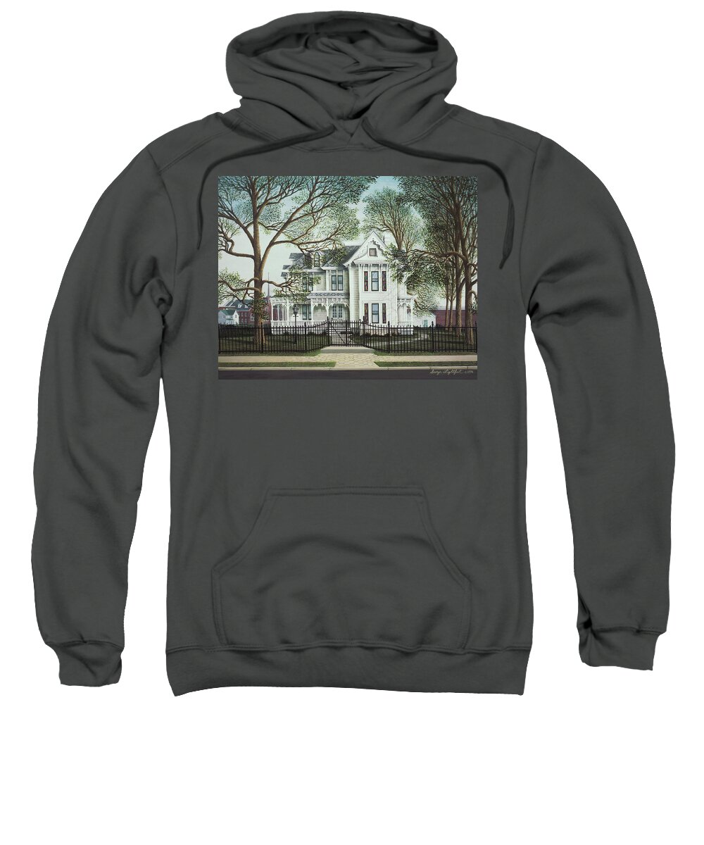 Architectural Landscape Sweatshirt featuring the painting The Truman Home by George Lightfoot