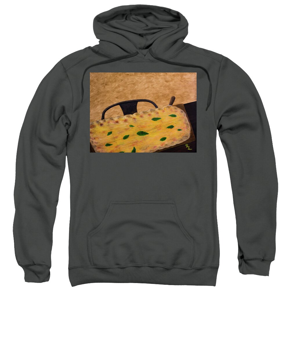 Pizza Sweatshirt featuring the painting The Usual by Renee Logan