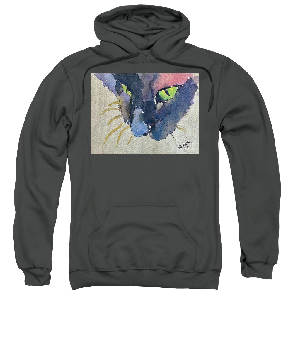 Cat Sweatshirt featuring the painting The Way to Catch a Mouse by Patsy Walton