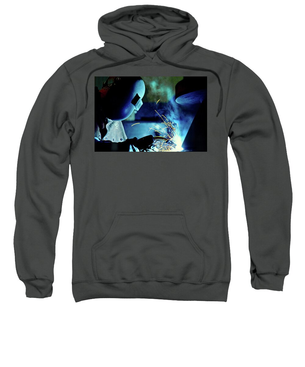 Film Sweatshirt featuring the photograph The Welder by Anthony M Davis