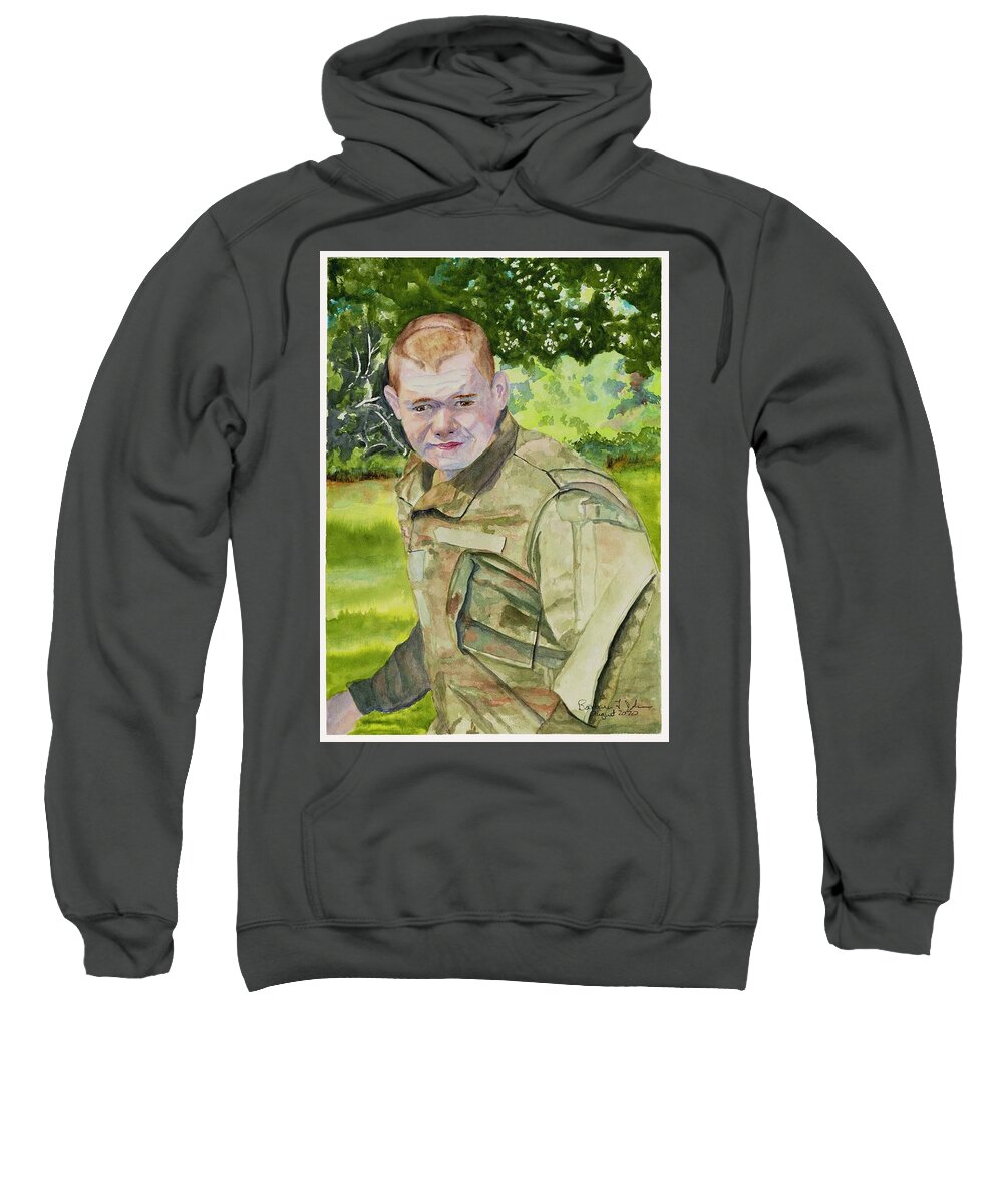 Soldier Sweatshirt featuring the painting The Win by Barbara F Johnson