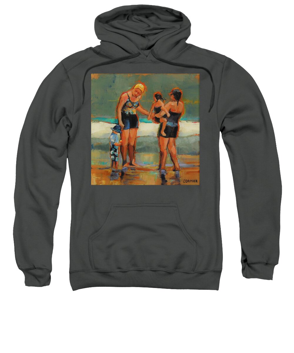 Beach Sweatshirt featuring the painting The Yellow Swim Cap by Jean Cormier