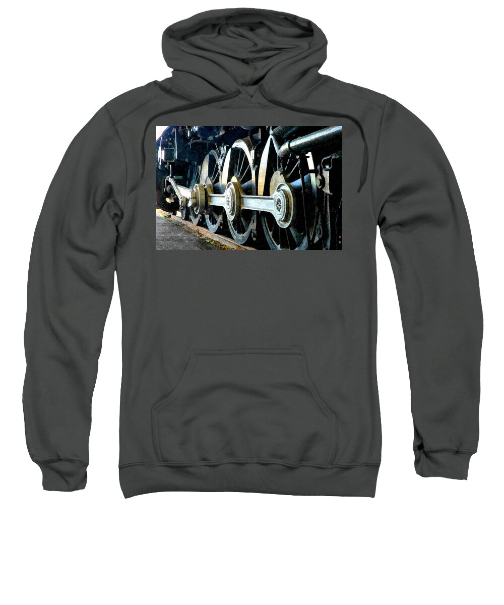 Train Sweatshirt featuring the painting There's a Train Coming by Anthony M Davis