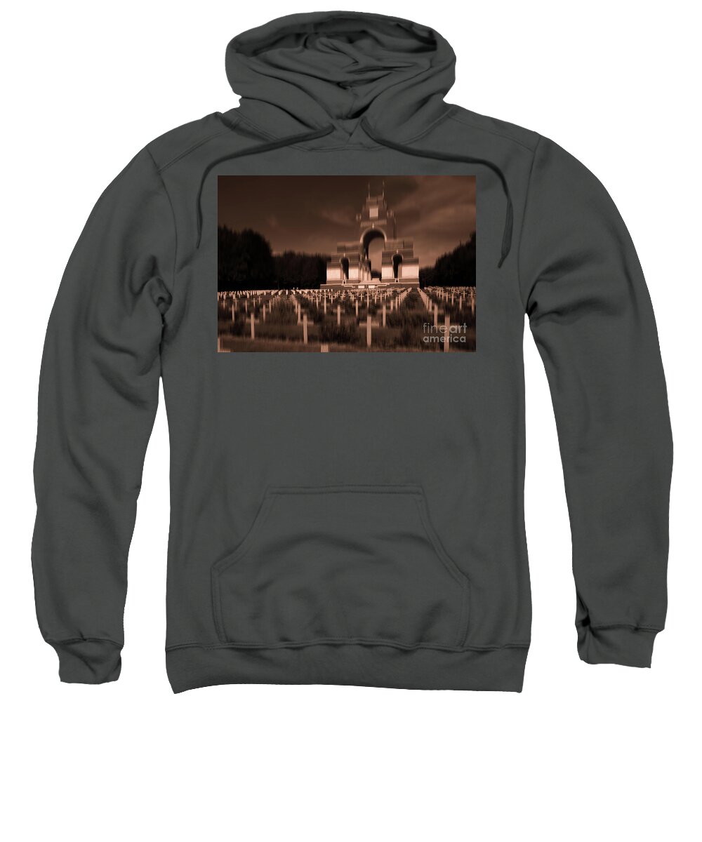1914-1918 War Sweatshirt featuring the photograph Thiepval Memorial to the Missing of the Somme by Peter Noyce