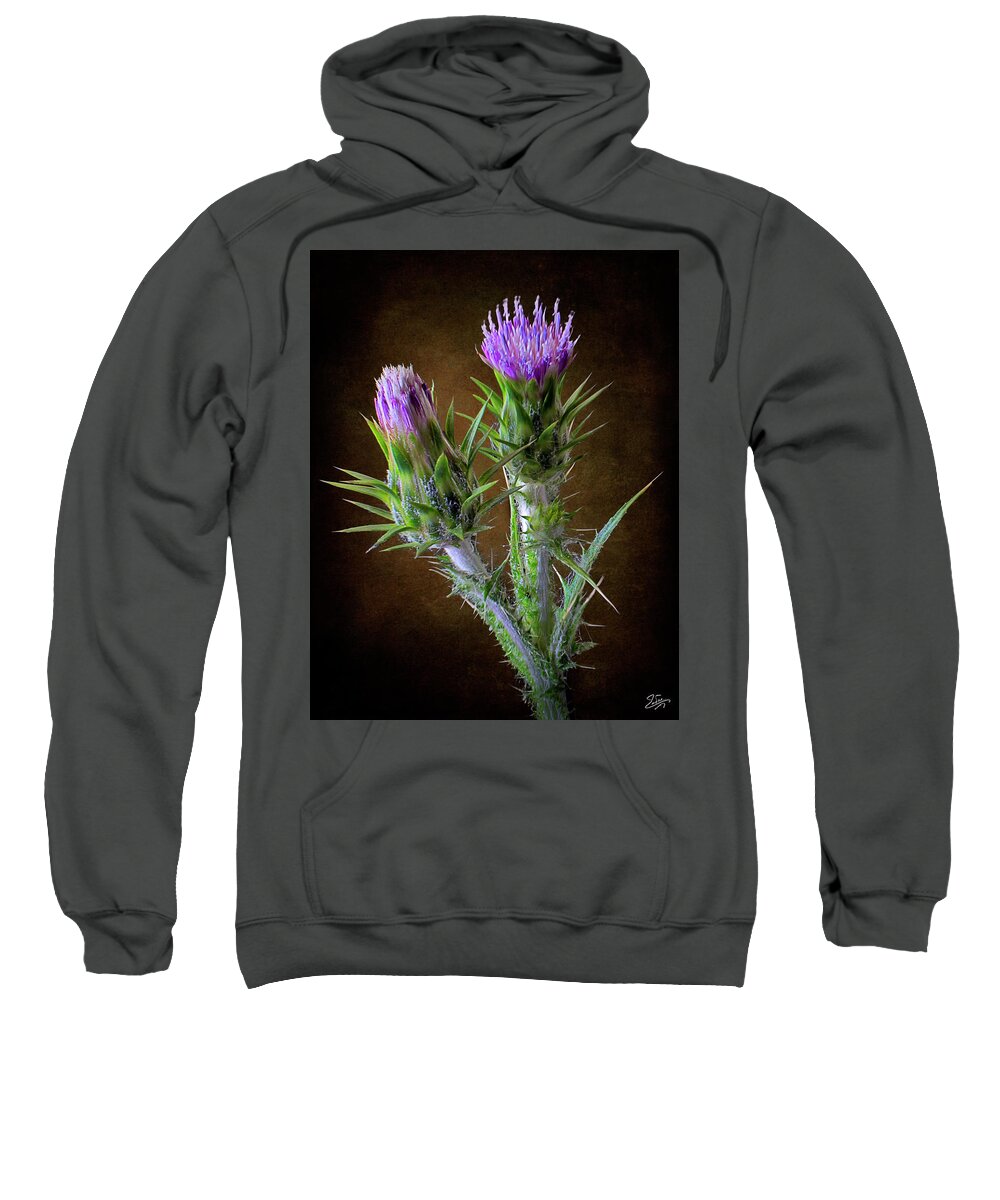 Tiny Thistle Sweatshirt featuring the photograph Tiny Thistle by Endre Balogh
