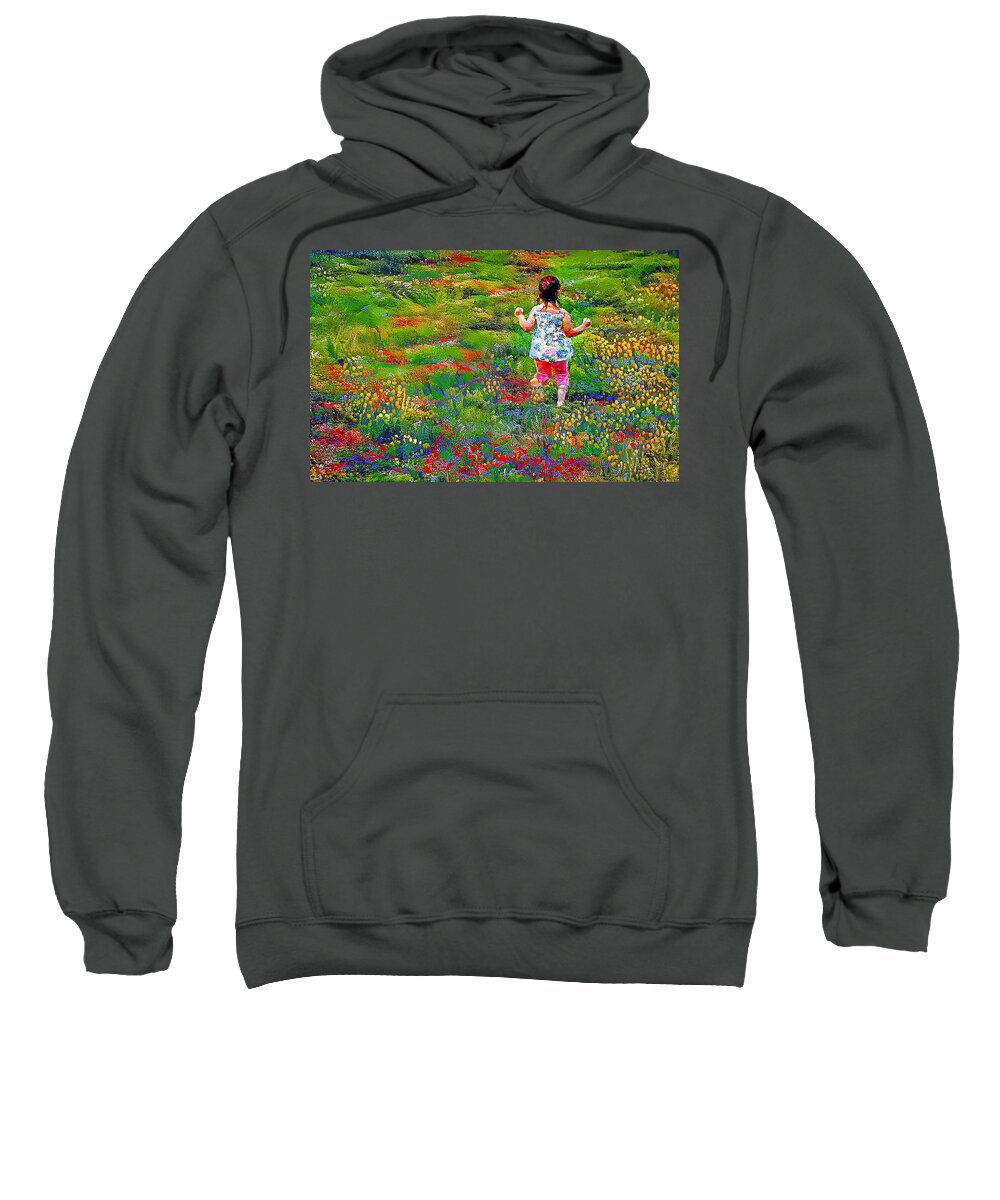 Girl Sweatshirt featuring the photograph Tiptoe Through The Tulips by Debra Kewley