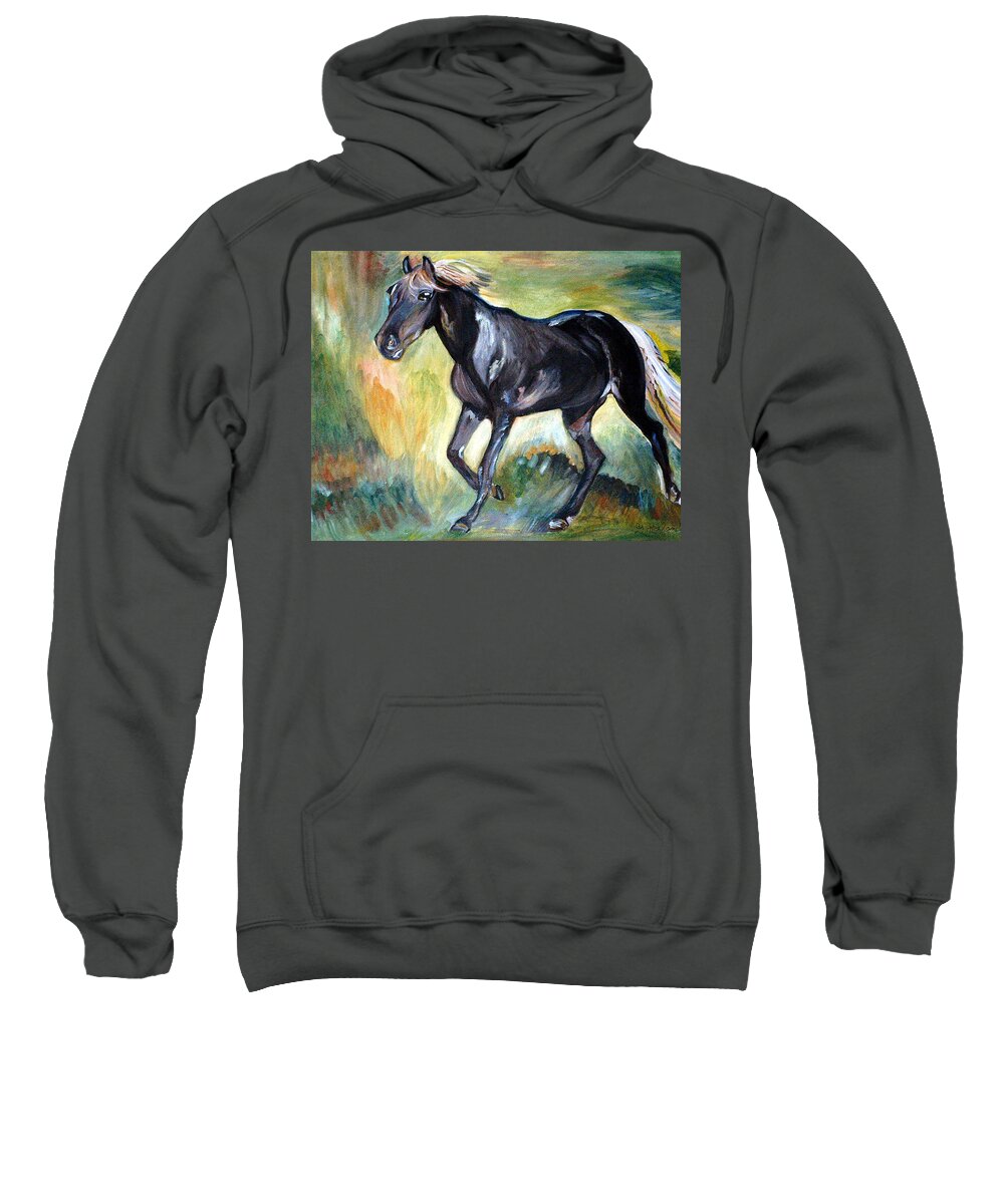 Horse Sweatshirt featuring the painting Trot by Genevieve Holland