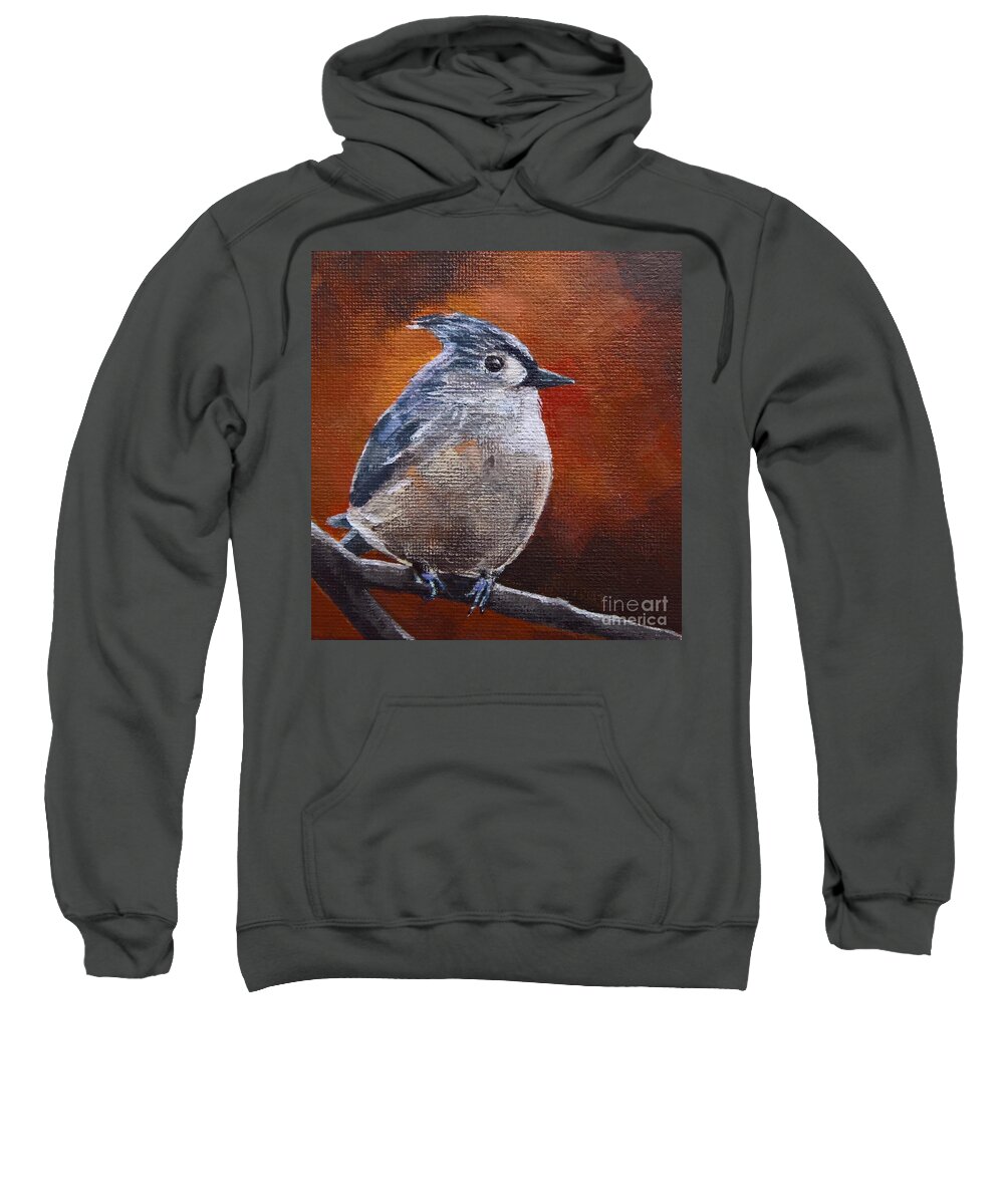 Tufted Titmouse Sweatshirt featuring the painting Tufted Titmouse by Lisa Dionne