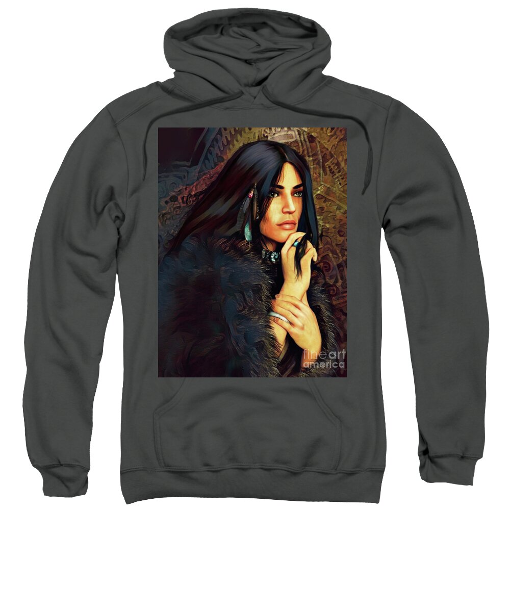 Indigenous Dreamer Sweatshirt featuring the digital art Turquoise Dreamer by Shanina Conway