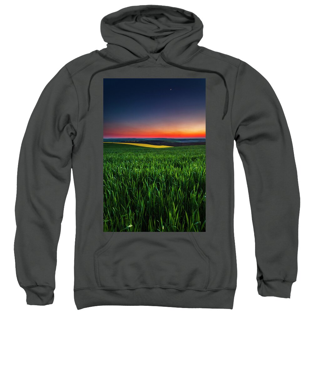 Dusk Sweatshirt featuring the photograph Twilight Fields by Evgeni Dinev