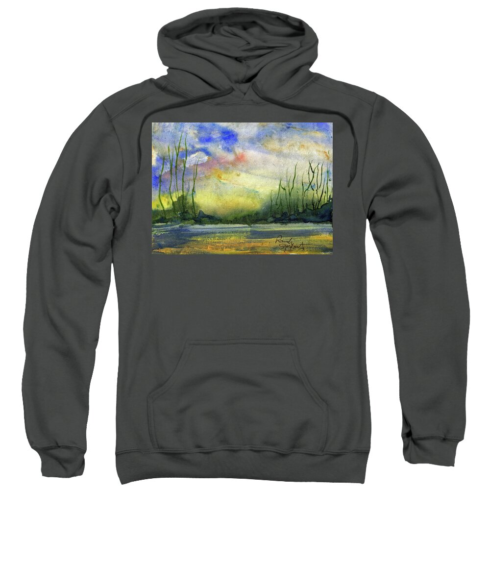Sea Sweatshirt featuring the painting Twilight Long Island Bahamas by Randy Sprout