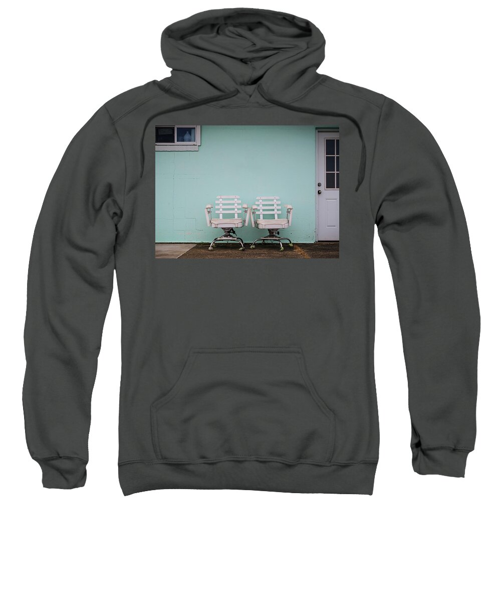 Fishing Sweatshirt featuring the photograph Two White Chairs by Steve Stanger
