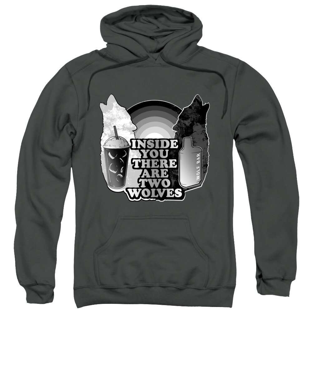 Vape Sweatshirt featuring the drawing Two Wolves by Ludwig Van Bacon