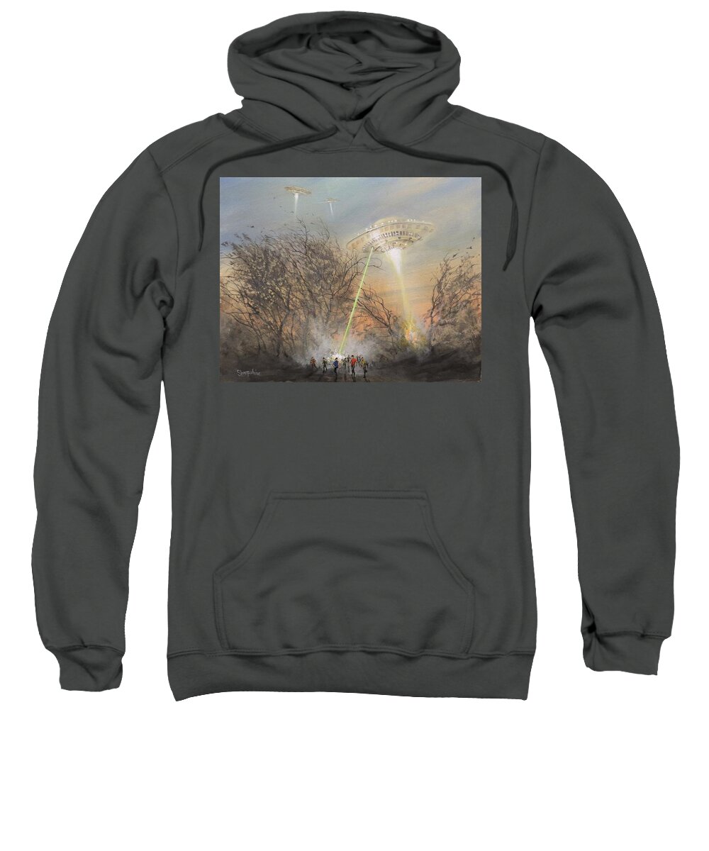 Ufo's Sweatshirt featuring the painting UFO Alien Invasion by Tom Shropshire