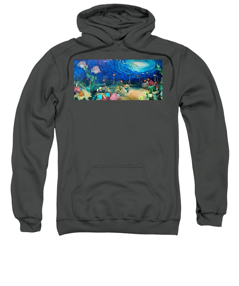 Sea Sweatshirt featuring the painting Under the Sea by Merana Cadorette