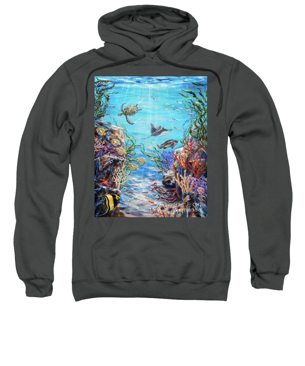 Ocean Sweatshirt featuring the painting Underwater Dream by Linda Olsen